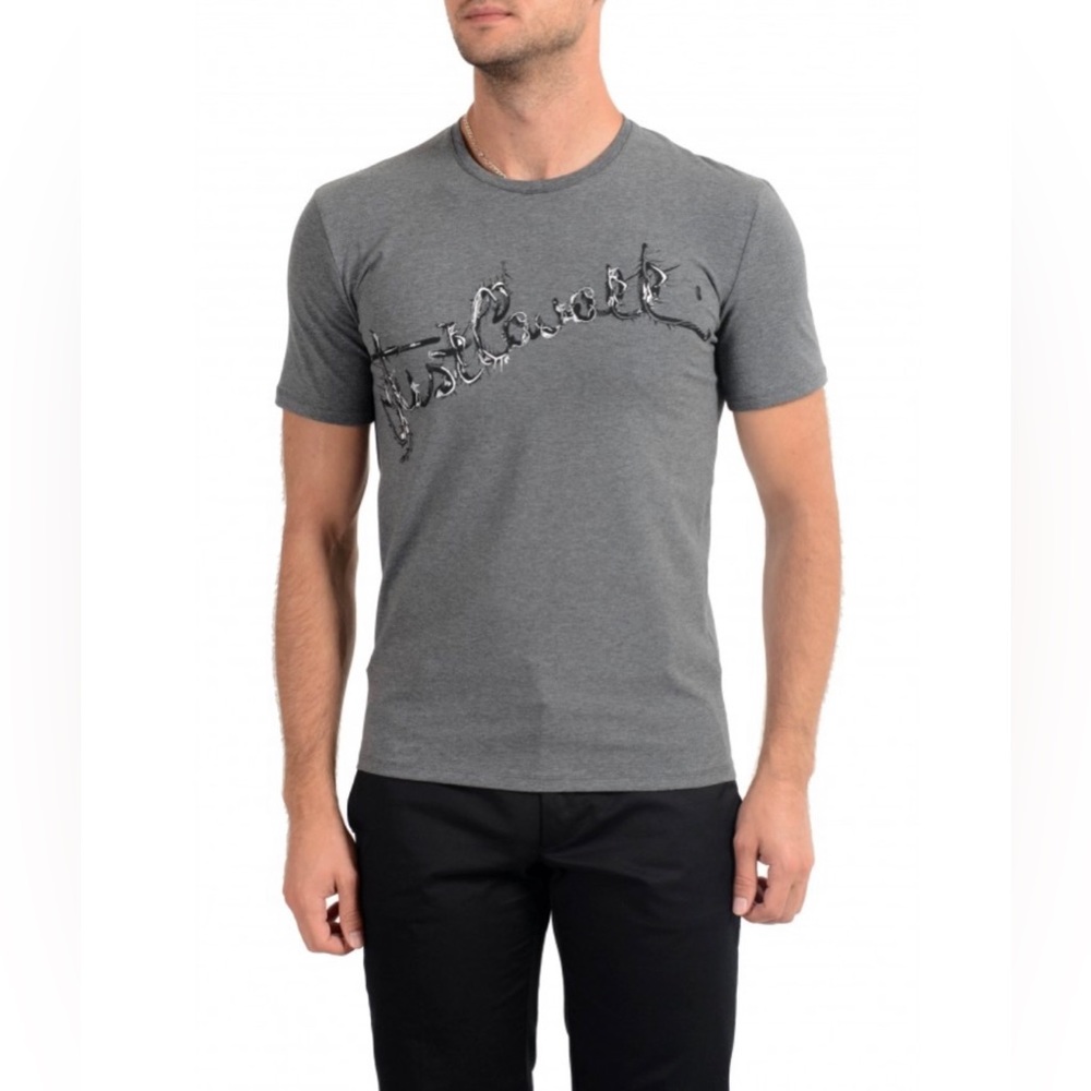 NWT JUST CAVALLI GREY MENS SHORT SLEEVE TEE SHIRT